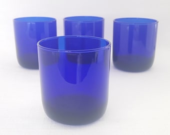 Libbey Metropolitan Cobalt Blue Drinking Glasses 10 Oz Set of 4