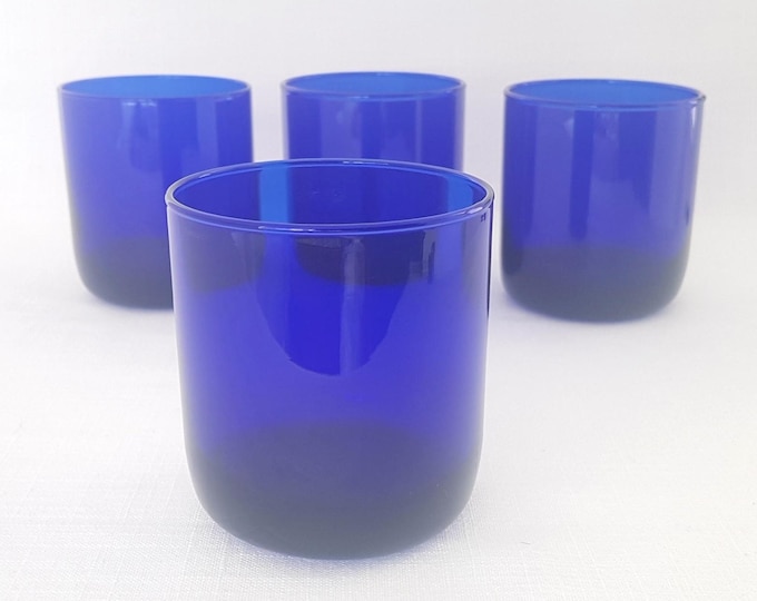 Libbey Metropolitan Cobalt Blue Drinking Glasses 10 Oz Set of 4
