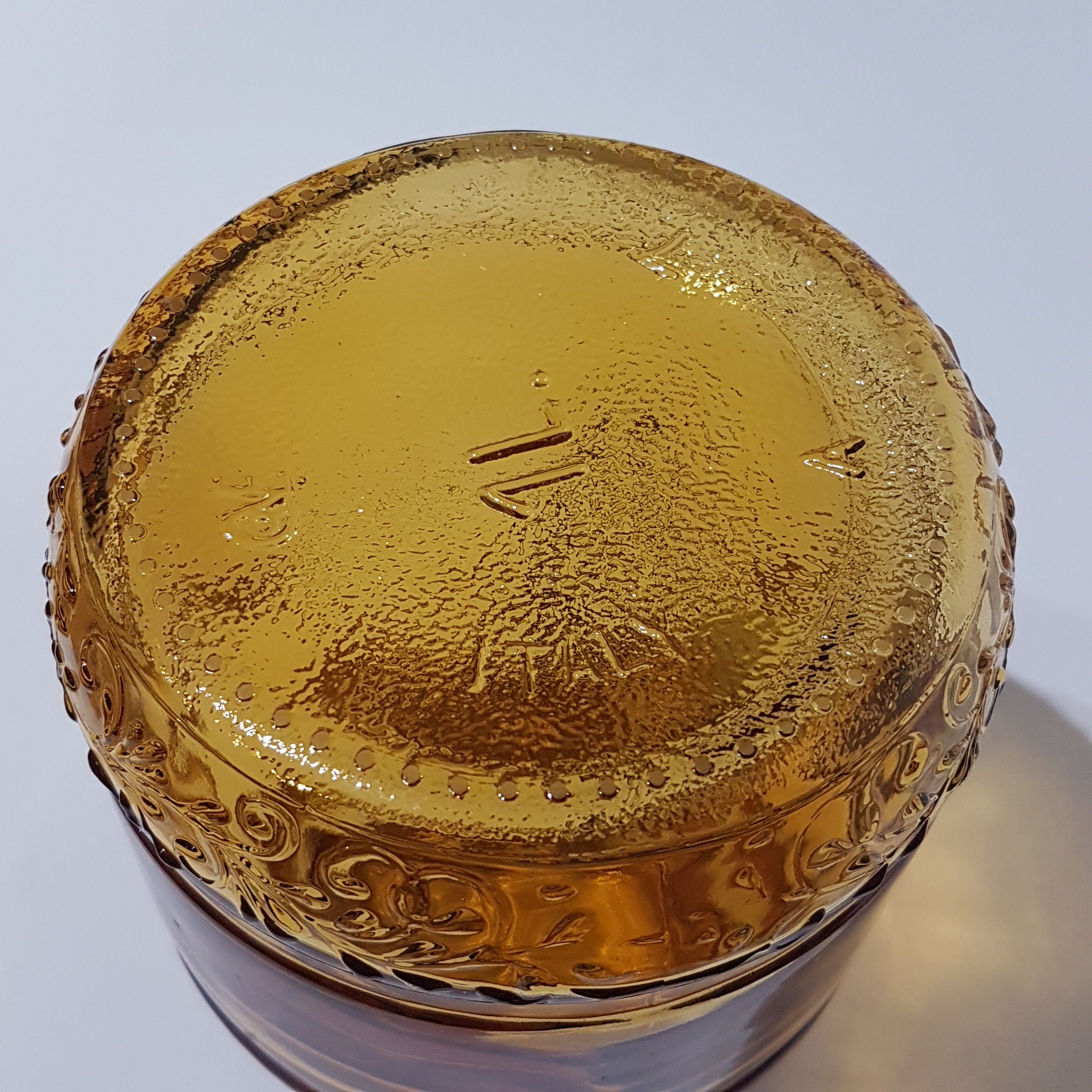 Vintage Amber Italian Glass Jar with Snap Lid, Apothecary Jar, Kitchen