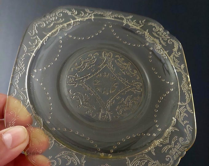 Federal Glass Madrid Amber Depression Glass Square Side Plates Set of 4