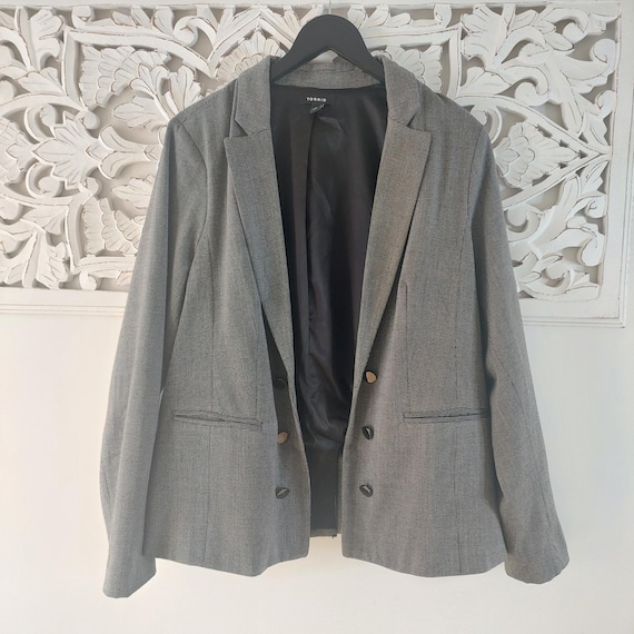 Torrid Women's Black and White Tweed Textured Blazer - Plus Size Professional Work Jacket