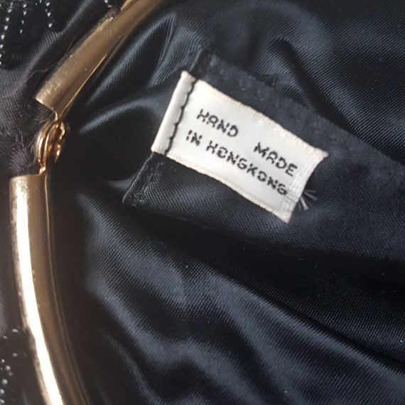 Vintage Black Beaded Purse, Evening Bag, Hang fro… - image 9