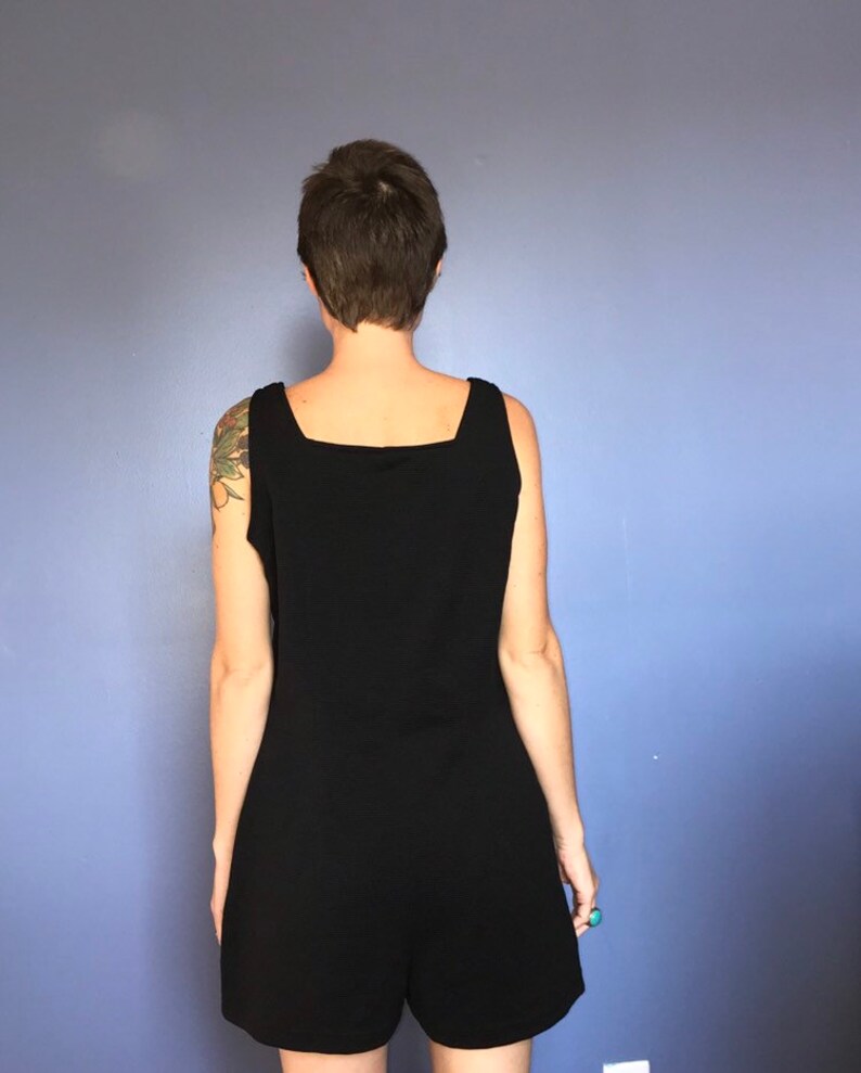 90s Energie Ribbed Black Romper Vtg Vintage 1990s
