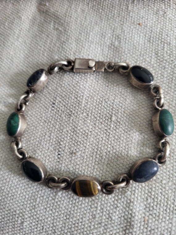 Agate + Silver Chain Bracelet - image 1