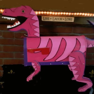 Pink & Purple Dinosaur Mailbox