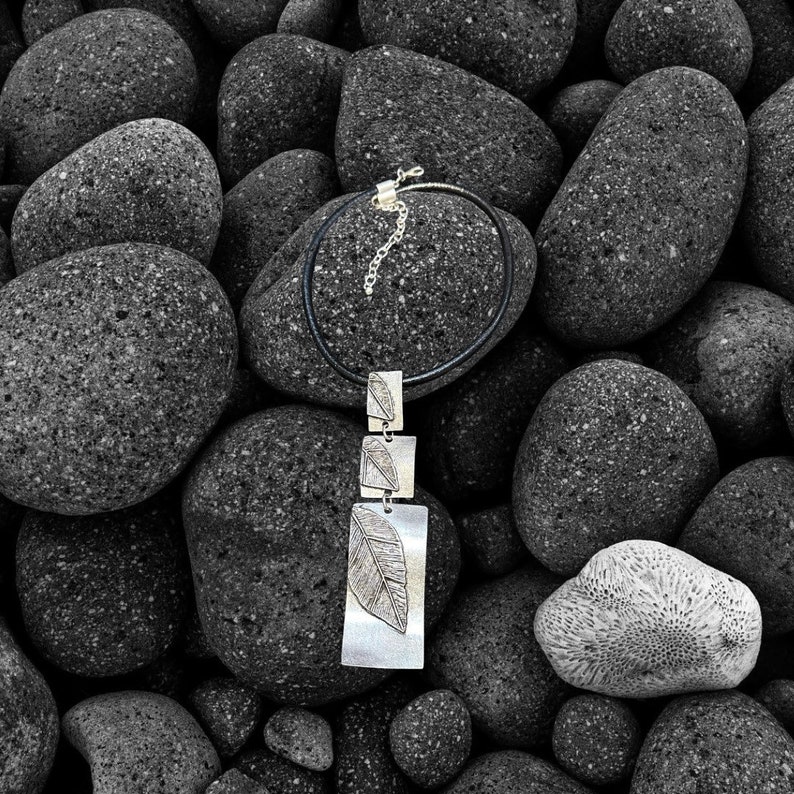 Silver plated Antique silver Bohemian Ethnic Hammered style necklace image 2