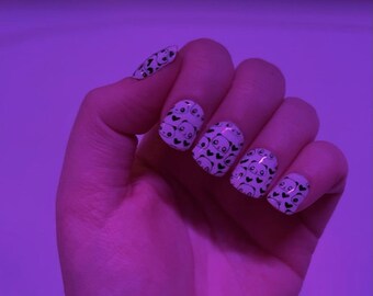 Black and White Panda Short Square Press-On Nails, Gel Acrylic Nails