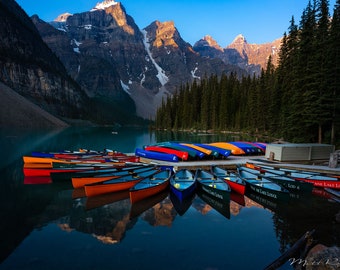 Matt Roberg Photography -Banff -Lake Moraine Sunrise -Lake Reflections Banff Mountains -Banff Photos -Canoe Photos -Landscape Prints