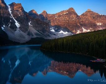 Matt Roberg Photography -Banff National Park  -Lake Moraine  Sunset -Mountain Reflections on Lake Moraine -Landscape Prints -Canada Prints
