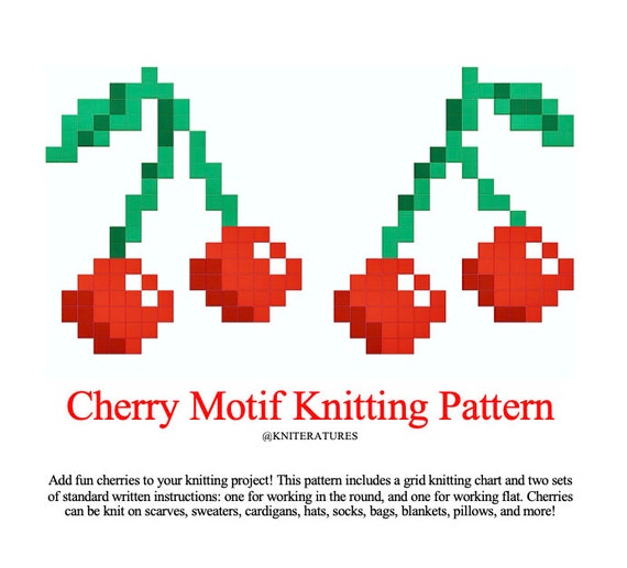 PATTERN: Cherries Knitting Crochet Cross Stitch Pattern Cherry