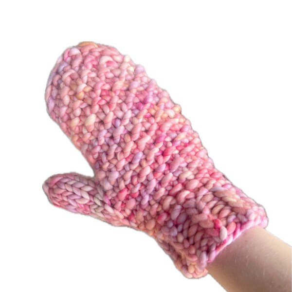 Super Bulky Textured Easy Mittens Knitting Pattern | First Mittens Beginner Mittens | Super Bulky Yarn | Classic Basic Chunky Gloves