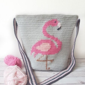 Fabulous Flamingo Bag, Crochet Bag, Flamingo Bag, Intarsia Crochet, Crochet Pattern, Printable PDF in US and UK Terms