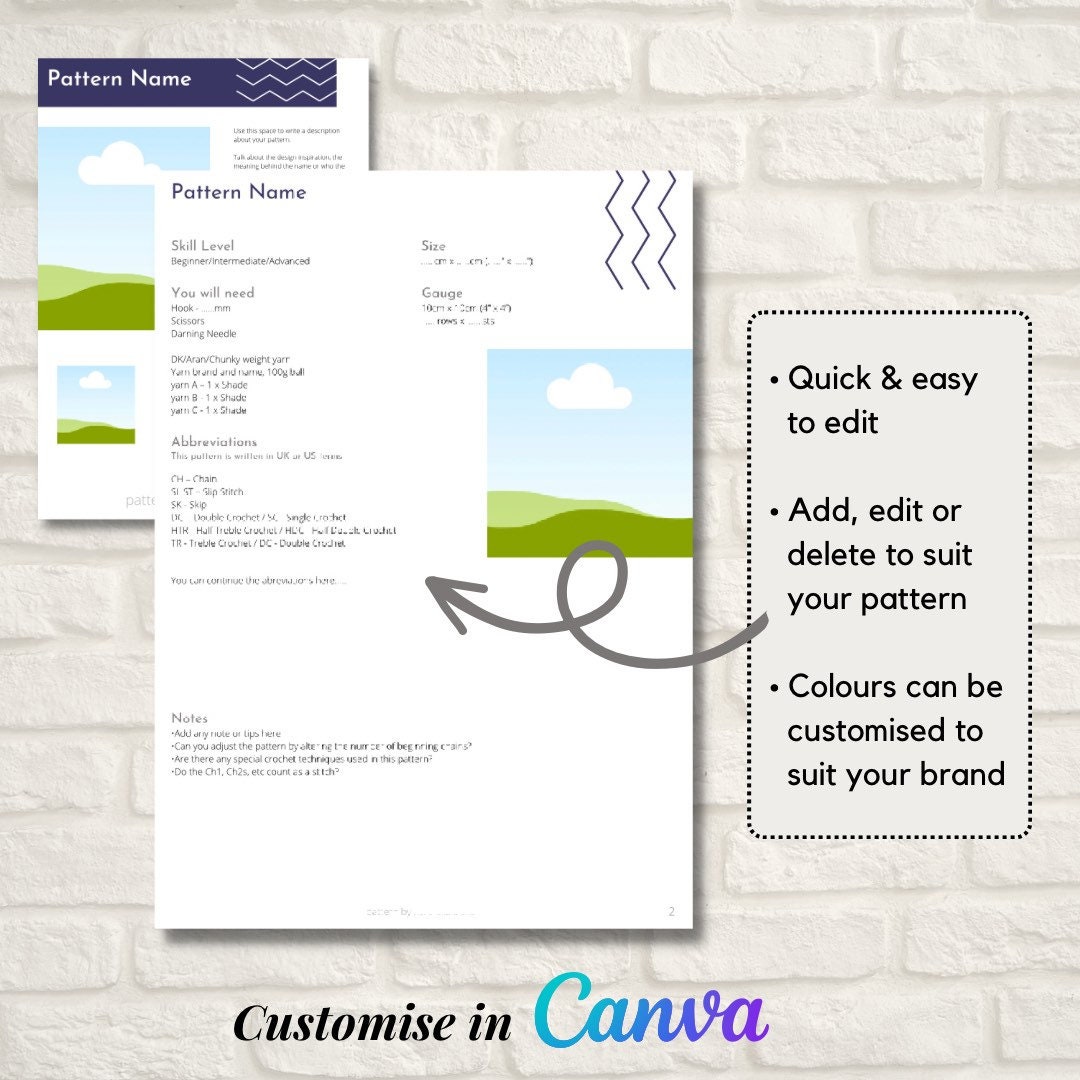 Modern Crochet Pattern Template - Crochet Knit Canva Pattern Template ...