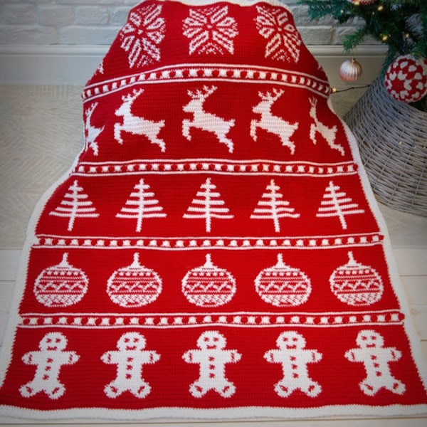 My Favourite Things Christmas Blanket - Crochet Blanket - PDF - Christmas Blanket - Crochet pattern - Christmas crochet pattern - UK terms