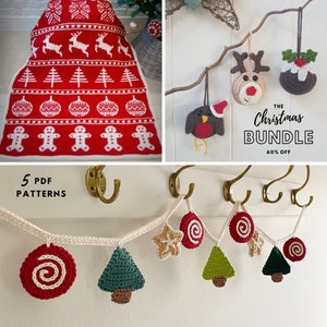 De kerstbundel - haakpatronen - kersthaakwerk - gehaakte deken - kerstversieringen - Engelse voorwaarden - PDF-patronen