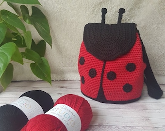 Ladybird Backpack PDF Pattern - crochet pattern - ladybug bag - backpack - UK terms - PDF