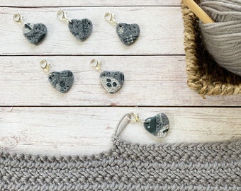 Granite Abstract Heart stitch marker for crochet & knitting