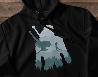 Witcher Geralt Draconid Silhouette Hoodie - Fantasy Videogame & TV Series Pullover