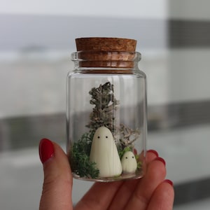 Ghost in a Jar, Pet Ghost in Bottle, Spooky Gift, Polymer Clay Ghost, Miniature Ghost, Cute Small Gift, Pet Glow in the Dark