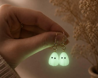 Glow in the Dark Ghost Earrings, Cute Halloween Earrings, Ghost Jewelry, Spooky Earrings, Kawaii Earrings, Unique Gift for Her