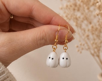 Ghost Earrings, Cute Halloween Earrings, Handmade Polymer Clay Earrings, Kawaii Jewelry, Spooky Earrings, Gift for Her