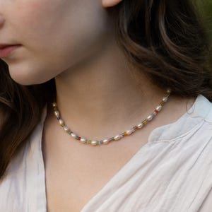 Collier de perles colorées, collier de perles mélangées, tour de cou avec perles de rocaille multicolores, collier bohème avec longueur réglable, collier d&#39;été