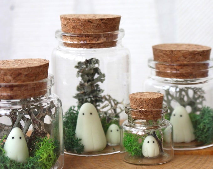 Ghost in a Jar, Pet Ghost in Bottle - Glows in the Dark, Spooky decor, Halloween gift, Whimsical decor
