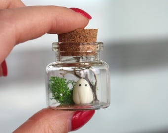 Pet Ghost in Bottle, Ghost in a Jar, Spooky Gift, Polymer Clay Ghost, Miniature Ghost, Cute Small Gift, Pet Glow in the Dark