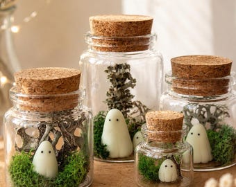 Ghost in a Jar, Pet Ghost in Bottle - Glows in the Dark, Spooky decor, Halloween gift, Whimsical decor
