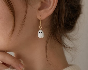 Ghost Earrings, Cute Halloween Earrings, Handmade Polymer Clay Earrings, Kawaii Jewelry, Spooky Cute Earrings, Gift for Her