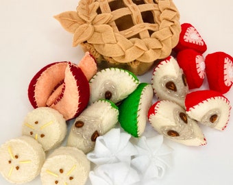 Build Your Own Felt Pie, Play Felt Food, Play Kitchen, Play Bakery, Montessori Learning, Felt Pie Set, Felt Play Food, Child Photo Prop