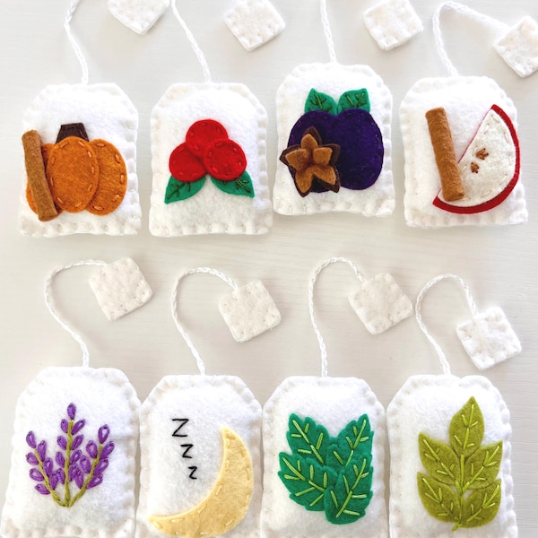 Handmade Felt Tea Bags, Pretend Play Food, Tea Party Prop