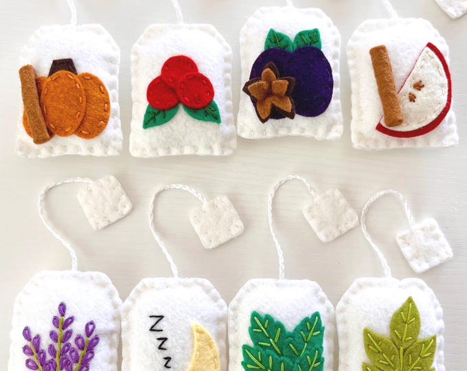 Handmade Felt Tea Bags, Pretend Play Food, Tea Party Prop