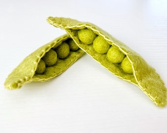 Felt Snap Peas, Pretend Play Food, Handmade Toys