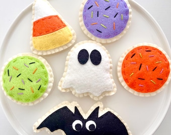Halloween Felt Cookies, Play Food, Kids Halloween Photo Prop, Kids Halloween Gift, Felt Food, Childrens Play Food, Play Kitchen, Felt Cookie