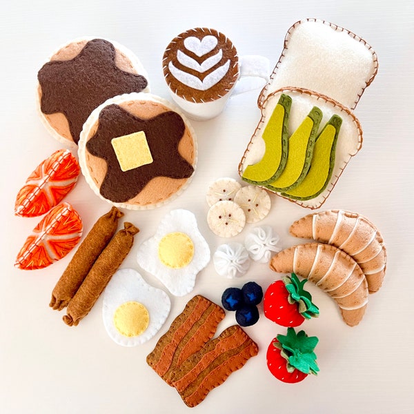 Ensemble de petit-déjeuner en feutre, jeu de simulation de cuisine, jouet Montessori