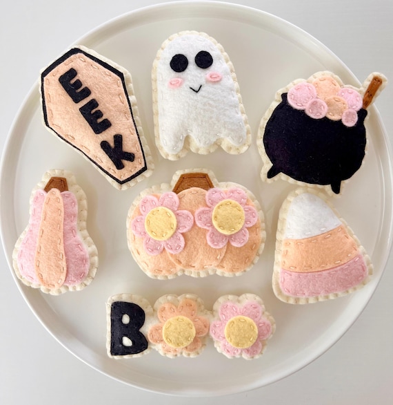 Hand Sewn Felt Halloween Cookies, Play Food Set