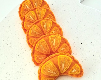 Hand-sewn Felt Clementine Slices, Play Food Oranges, Montessori Toddler Toy