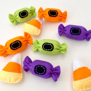 Felt Halloween Candy, Boo Basket, Play Candy, Halloween Decor, Felt Food Set, Halloween Goodie Bag, Kids Halloween Gifts, Play Food