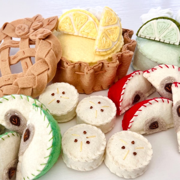 Ensemble de tarte en feutre, nourriture artificielle, jouet de cuisine Montessori, accessoire photo pour enfant