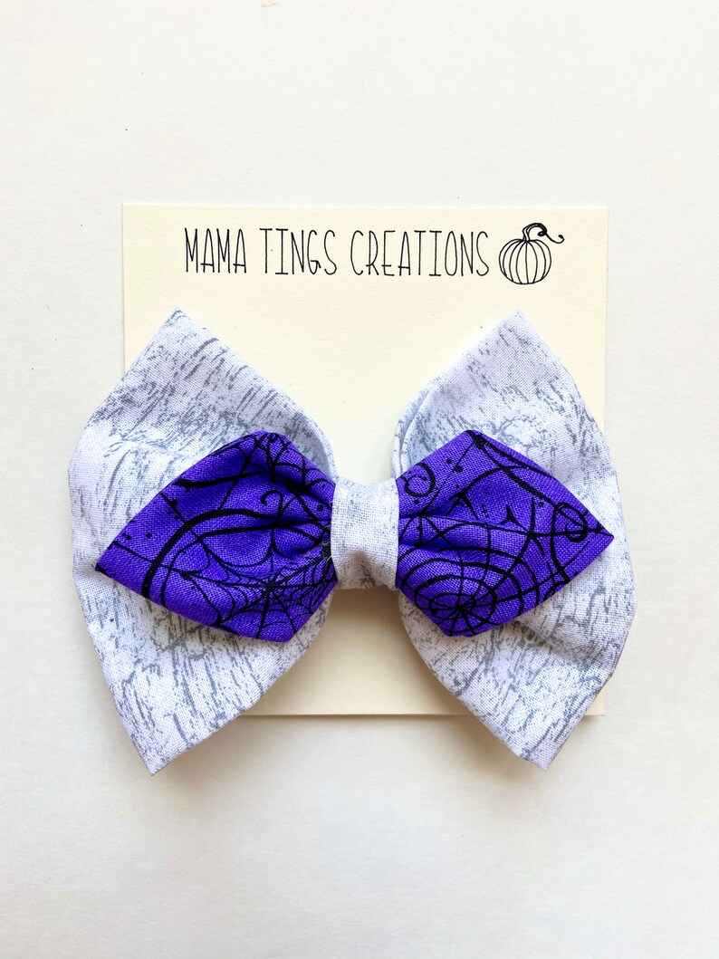 Halloween Accessory Baby Headband Halloween Baby Bow Big Baby Bow Infant Headband Purple Spider Bow Halloween Bow