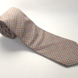 Vintage Tie - fine plaid on khaki by Tattersall - Necktie / Father&#39;s Day / Gift for Dad / Gift for Husband / For Him