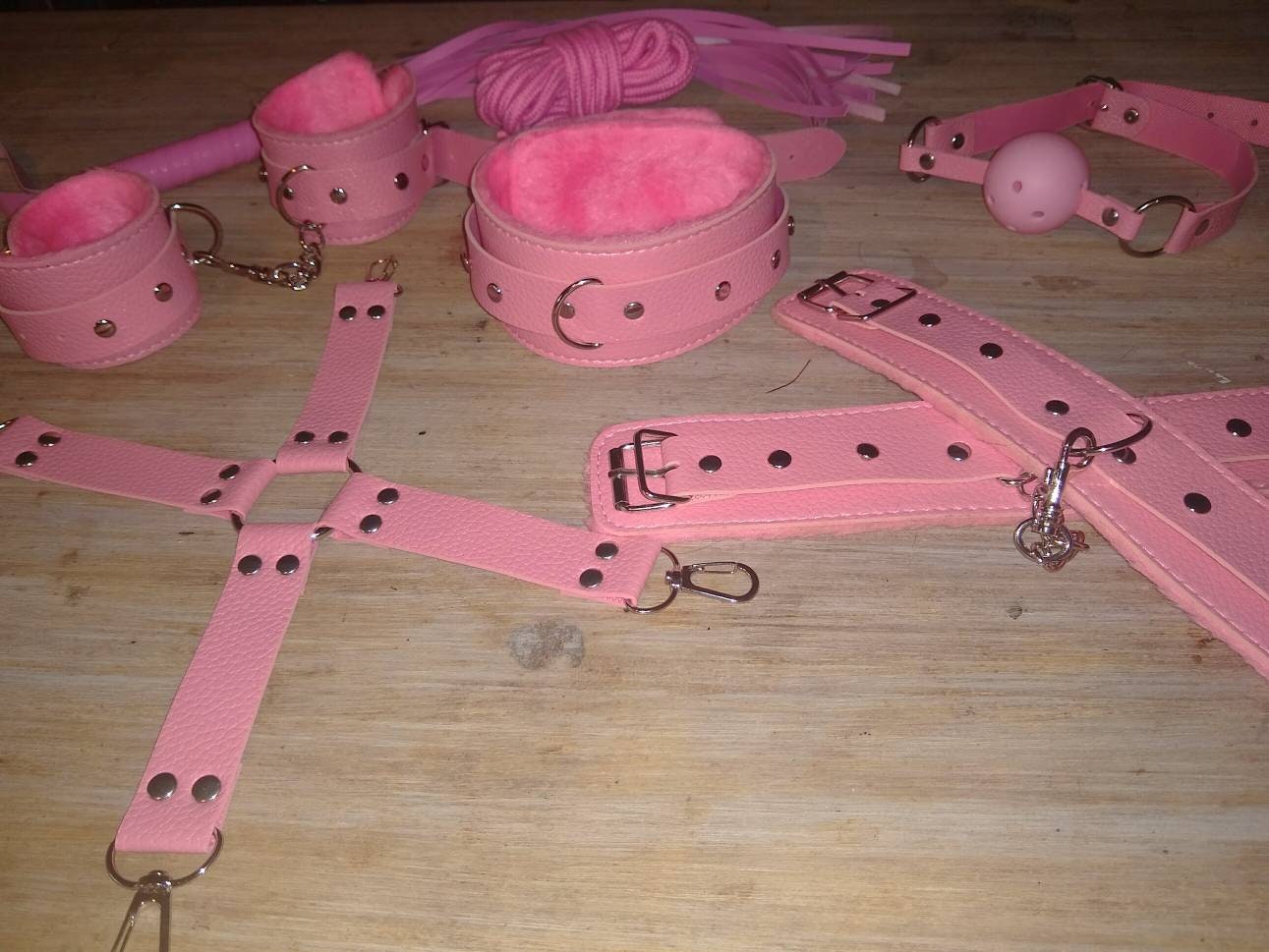 Naughty Plush Bondage Bear Hood Handcuffs Collar Studded