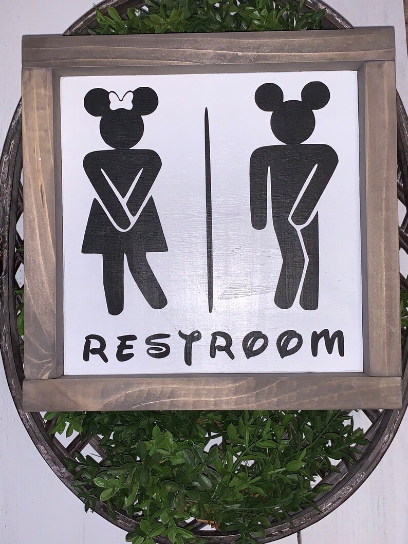 Disney Bathroom Sign / Mickey and Minnie Restroom/ Disney Etsy