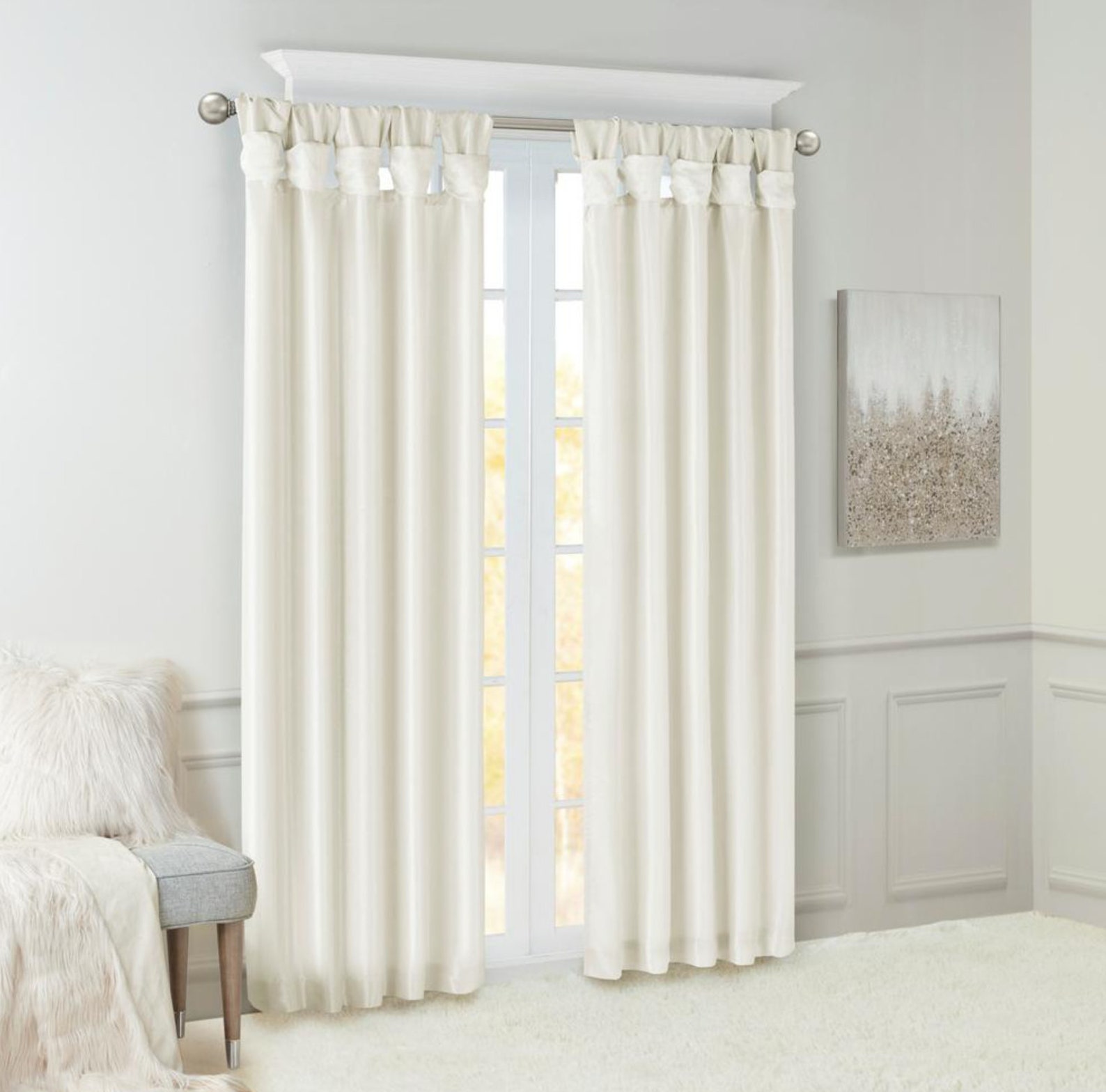 White Solid Tab Top Room Darkening Curtain 50 In. W X 108 Etsy UK