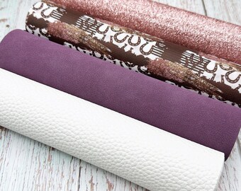 Western Faux Leather and Glitter Sheets - Rose Pink and Purple