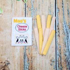 felt play food - Cheese Sticks with pouch pretend play - With Personalization