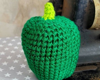 Pretend Play Food - Green Bell Pepper - Crochet Play Food - Farmer's Market Food - Felt Play Food