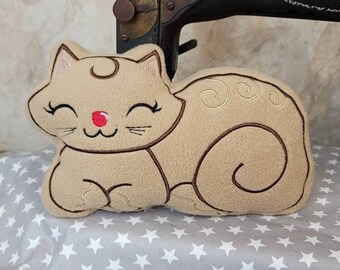 Gingerbread Cat Stuffed Animal - Holiday Stuffed Animal - Cat Stuffie