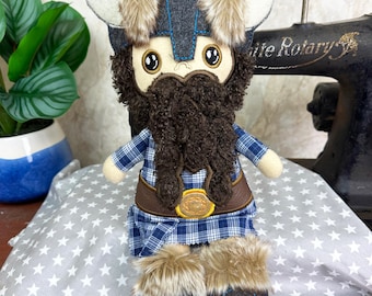 Handmade Viking Plush Doll | Bearded Norse Warrior Stuffed Figure | Cute Nordic Plush Toy